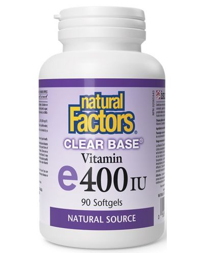 Clear Base Vitamin E, 400 IU, 90 капсули, Natural Factors - 1