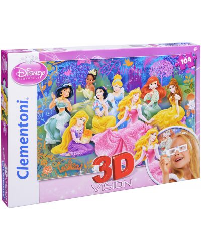Пъзел Clementoni от 104 части с 3D ефект - Принцесите на Дисни - 1