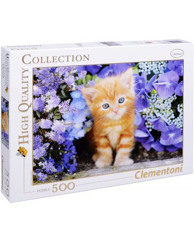 Пъзел Clementoni от 500 части - Коте с цветя - 1