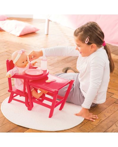 Столче за хранене на кукли Corolle – Розово, с 2 функции - 3