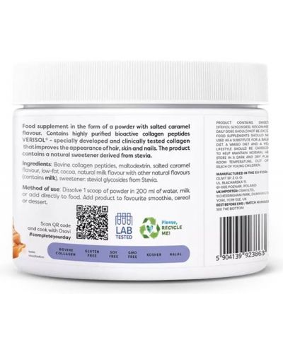 Collagen Peptides Hair, Skin & Nails, солен карамел, 150 g, Osavi - 3