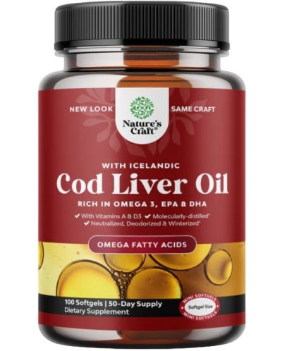 Cod Liver Oil, 100 капсули, Nature's Craft - 1