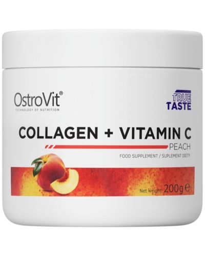 Collagen + Vitamin C, праскова, 200 g, OstroVit - 1