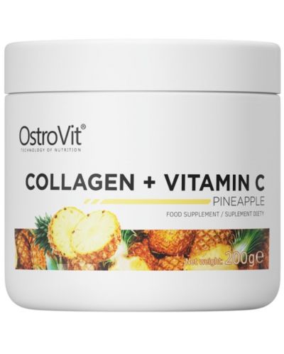 Collagen + Vitamin C, ананас, 200 g, OstroVit - 1