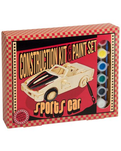 Дървен 3D пъзел Professor Puzzle от 39 части – Спортна кола с боички - 2