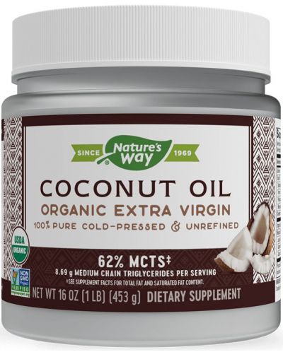 Coconut oil Organic Extra Virgin, 453 g, Nature’s Way - 1