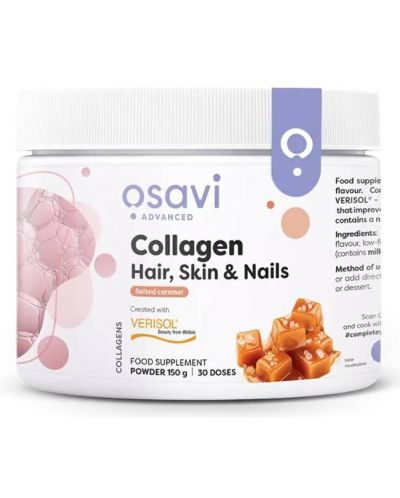 Collagen Peptides Hair, Skin & Nails, солен карамел, 150 g, Osavi - 1