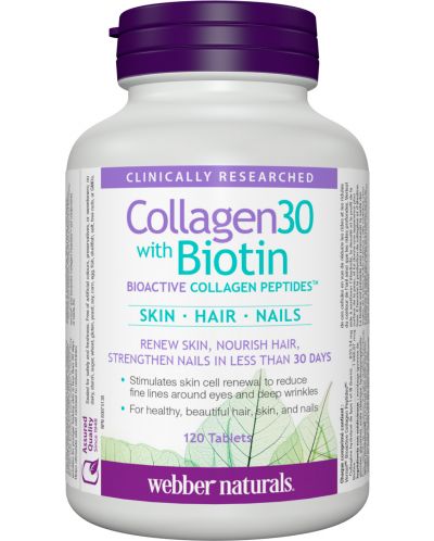 Collagen30 with Biotin, 120 таблетки, Webber Naturals - 1