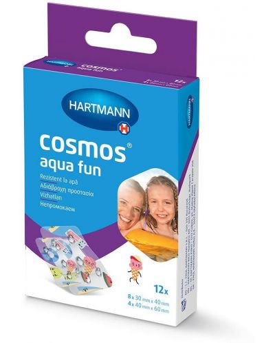 Cosmos Aqua Fun Детски пластири, 2 размера, 12 броя, Hartmann - 1