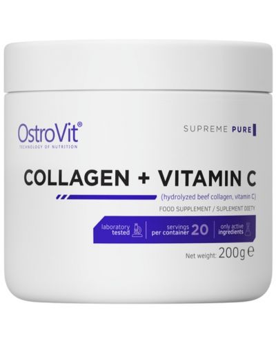 Collagen + Vitamin C, неовкусен, 200 g, OstroVit - 1