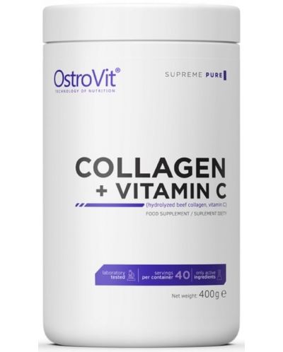 Collagen + Vitamin C, неовкусен, 400 g, OstroVit - 1