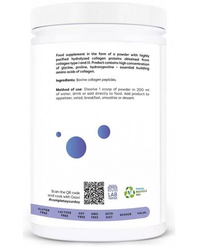 Collagen Hydrolyzed Peptides Type I & III, 600 g, Osavi - 3
