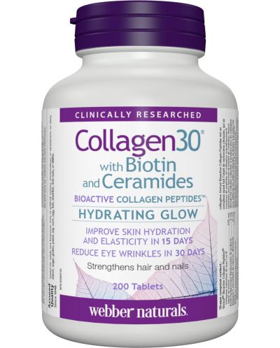 Collagen30 with Biotin and Ceramides, 200 таблетки, Webber Naturals - 1