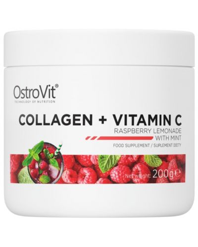 Collagen + Vitamin C, малинова лимонада и мента, 200 g, OstroVit - 1