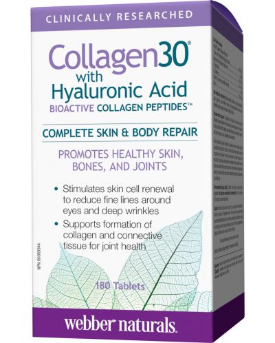 Collagen30 with Hyaluronic Acid, 180 таблетки, Webber Naturals - 1