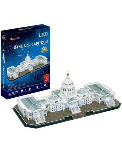 3D Пъзел Cubic Fun от 150 части и LED светлини – The U.S. Capitol Hill - 3