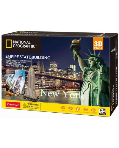 3D Пъзел Cubic Fun от 66 части - Empire State Building, New York - 2