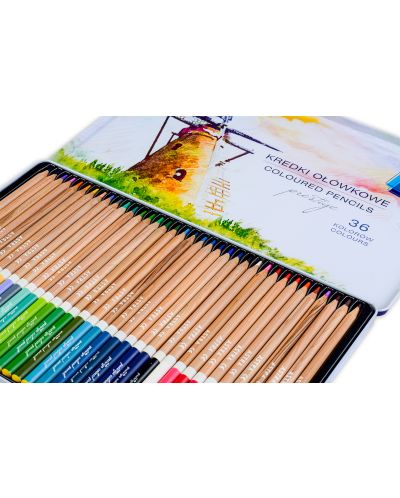 Моливи от кедрово дърво Astra - Престиж, 36 цвята, в метална кутия - 3