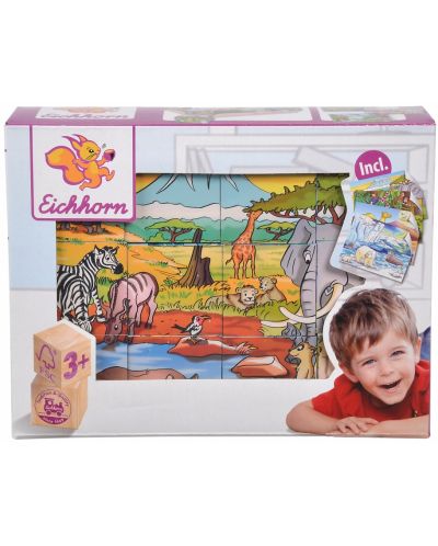 Цветни дървени кубчета Eichhorn - 4