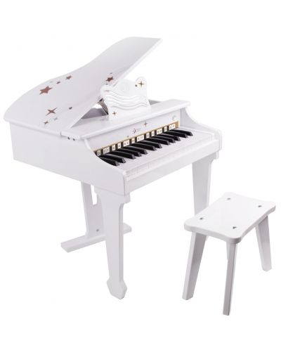 Детско електронно пиано Classic World - Бяло, с пейка - 1