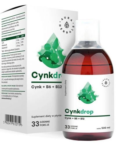 Cynkdrop Цинк + Витамини B6 и B12, 500 ml, Aura Herbals - 1