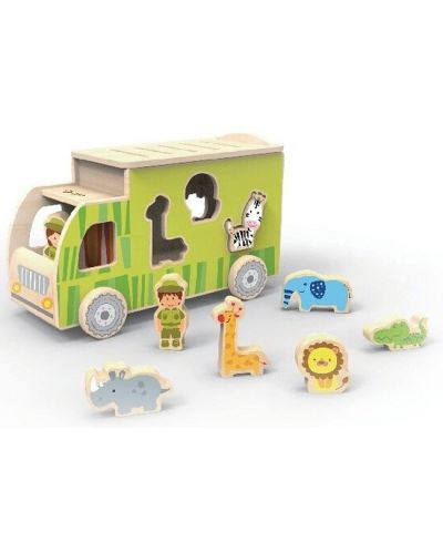 Дървен камион – Сортер с животни Classic World – Зелен - 1