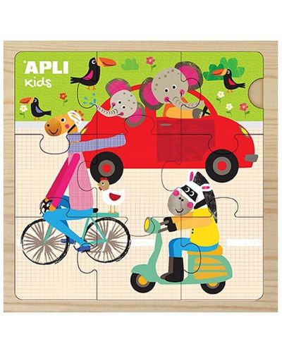 Дървен пъзел APLI Kids от 9 части - Автомобил