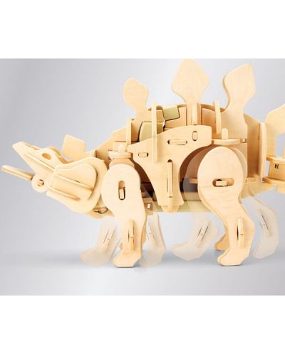 Дървен 3D пъзел Robo Time от 75 части - Стегозавър - 5