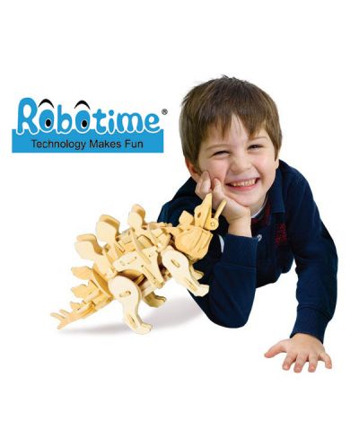 Дървен 3D пъзел Robo Time от 75 части - Стегозавър - 7