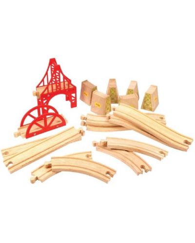 Дървена играчка Bigjigs - Разширение за релси, мостове - 2