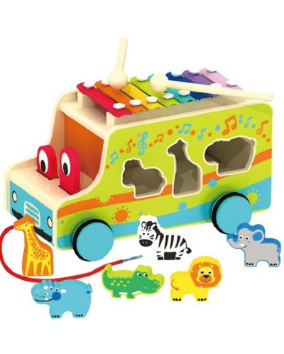 Дървен сортер Acool Toy - Музикален автобус - 1
