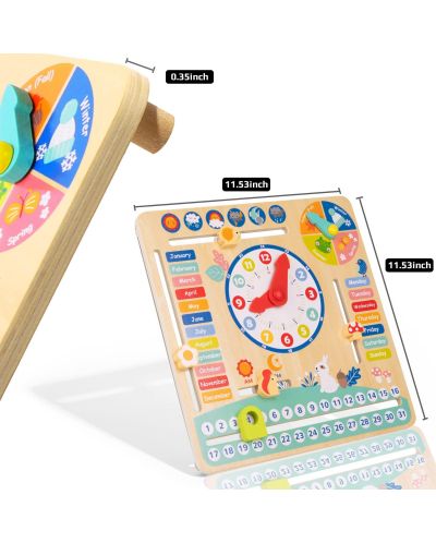 Дървен детски календар с часовник Tooky Toy - 3