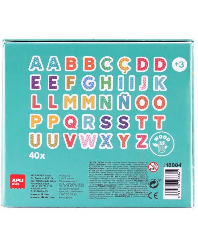 Дървени магнитни букви Apli Kids, 40 броя (английски език)  - 2