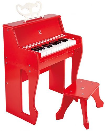 Дървено електронно пиано със столче Hape, червено - 1