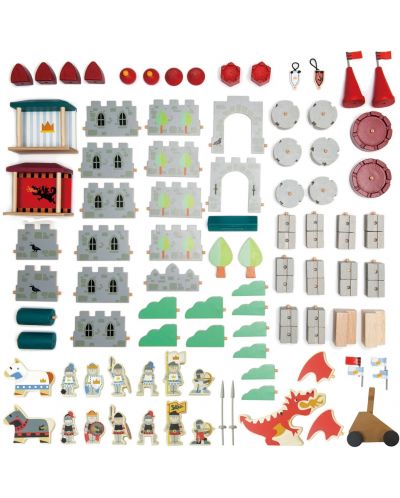 Дървен конструктор Tender Leaf Toys - Кралски замък, 100 части - 2
