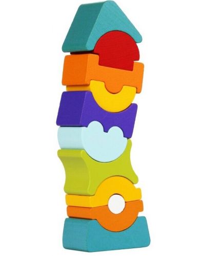 Дървена кула за баланс Cubika, 11 части - 1
