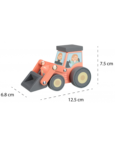 Дървена играчка Orange Tree Toys - Трактор с товарач - 3