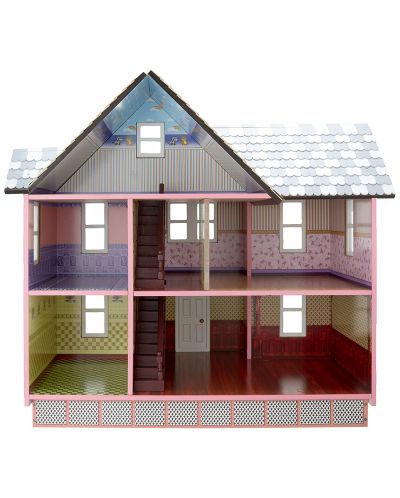 Дървена къща за кукли Melissa & Doug - Викторианска, розова - 2