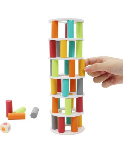 Дървен игрален комплект Pino Toys - Кула за подреждане и баланс - 2