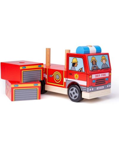 Дървена играчка за нанизване Bigjigs - Пожарна - 2