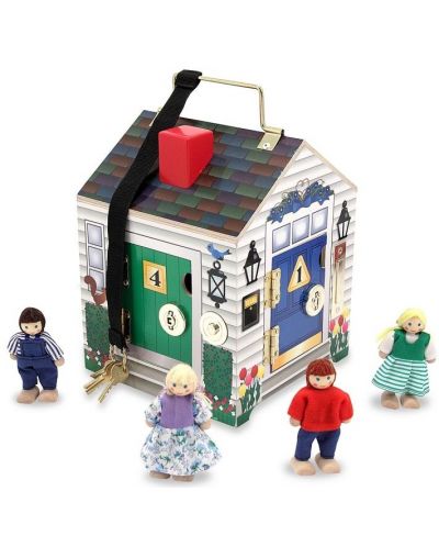 Дървена играчка Melissa & Doug - Къща с ключове и ключалки - 3