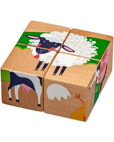 Дървен пъзел с кубчета Lucy&Leo - Домашни животни - 7
