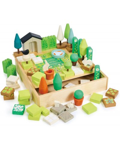 Дървен игрален комплект Tender Leaf Toys - Моята градина, 67 части - 2