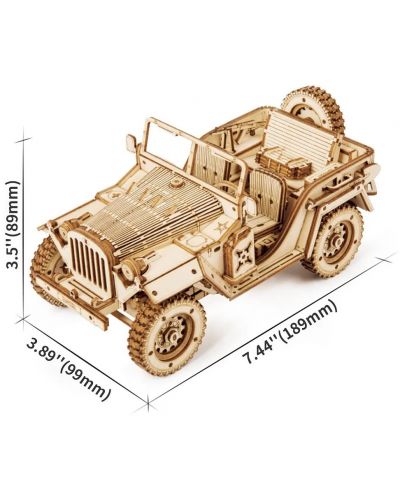 Дървен 3D пъзел Robo Time от 369 части - Военен полеви автомобил - 3