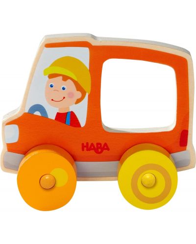 Дървена играчка за бутане Haba - Камион за боклук - 1