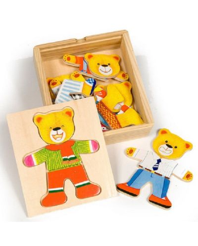 Дървена играчка Bigjigs - Мече за преобличане, Mr Bear - 1