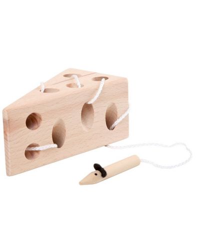 Дървена игра за нанизване Small Foot - Сирене с мишка - 1