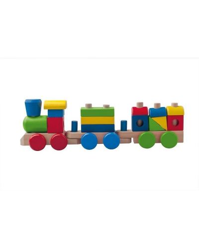 Дървен дидактически влак Woody - С два вагона - 1