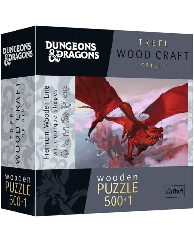 Дървен пъзел Trefl от 500+1 части - Древният червен дракон - 1
