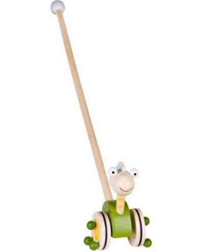 Дървена играчка за бутане Lule Toys - Динозавър, зелен - 1